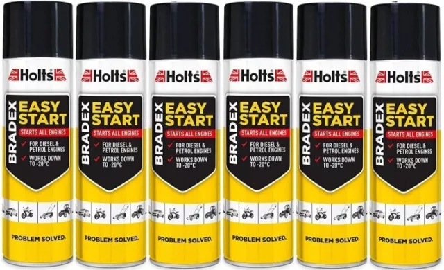 6 X Bradex Easy Start Aerosol - 300ml Can - Starts Petrol & Diesel Engines