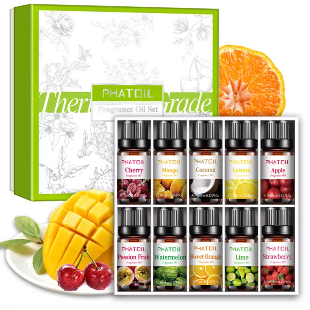 10pcs Fruity Fragrance Essential Oil Aromatherapy Gift Kit Pack for Humidifier