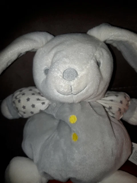 PP1/🐰DOUDOU PELUCHE BOULE LAPIN GRIS... OBAIBI OKAIDI ETOILE HOCHET  19cm TTBE 2