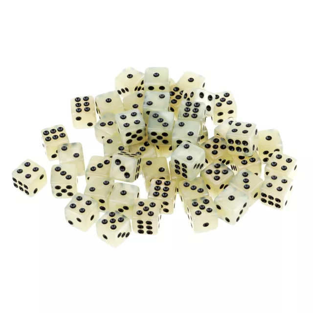 Pack of 50 Acrylic Dices D6 Six Sides Dice Party Game Casino Cream