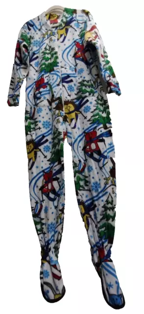 Footie FACTORY Christmas Women's Pajama Holiday Snow Size 4 One Piece Jumpsuit