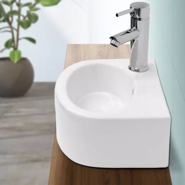 Lavabo vasque à poser en céramique salle de bain lave-main blanc 335x255x130 mm