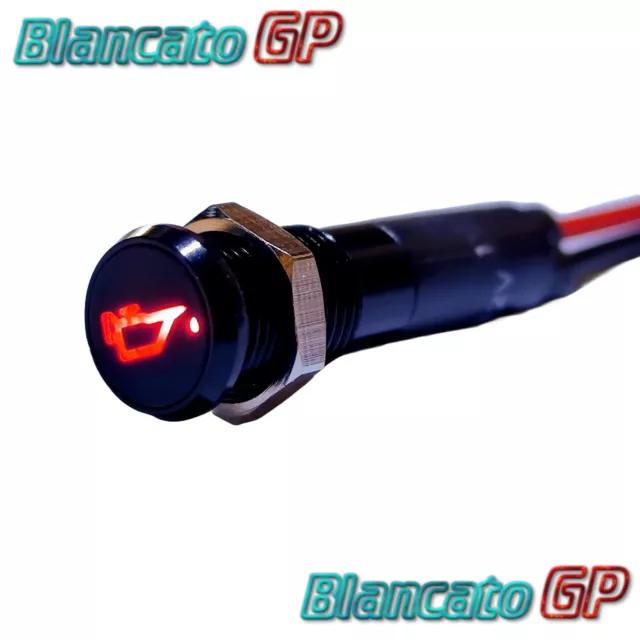 Spia luminosa LED 8mm con simbolo olio 12V rosso nera quadro auto moto nautica