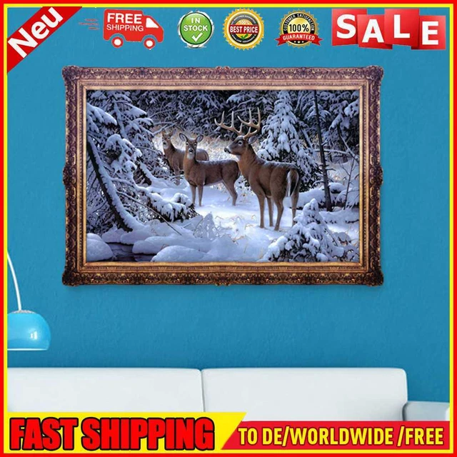 DIY-5D voll Diamanten Stickerei Schnee Hirsche Elk Runde Diamant Malerei Cross