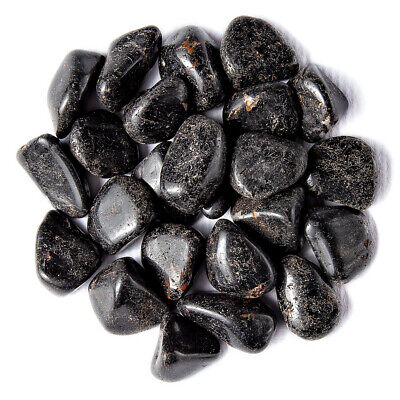 1 lb Tumbled Medium Black Tourmaline Gemstone Crystals 15-35 Stones Gem Specimen