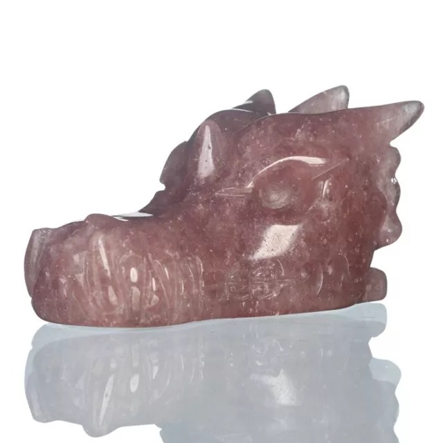 "Tallado de dragón de cristal de cuarzo fresa natural 2,09" 35N72