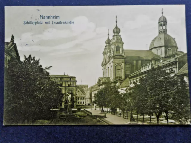 Mannheim Schillerplatz mit Jesuitenkirche 1912    (137)