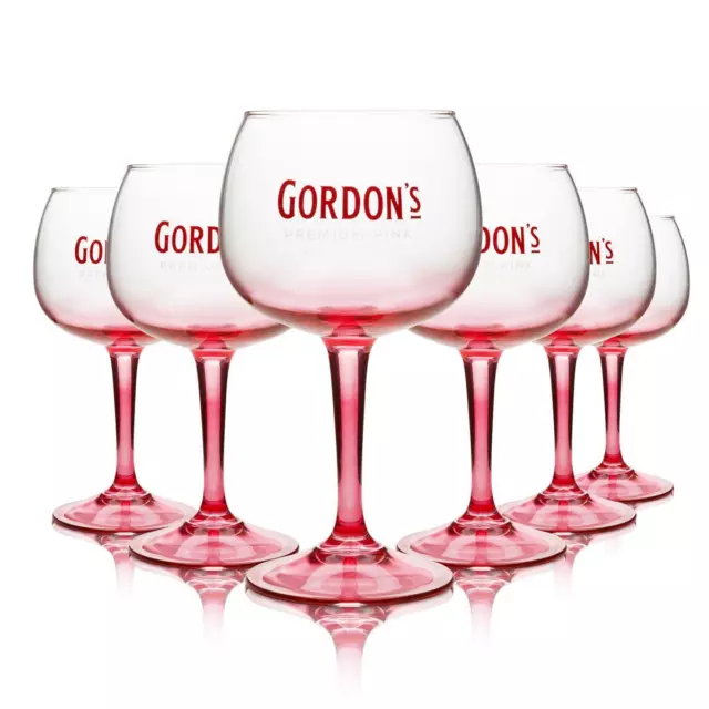 6x Gordons Gin Glas Ballon pink Neu Rosa Gläser Cocktail Longdrink Tonic Stiel