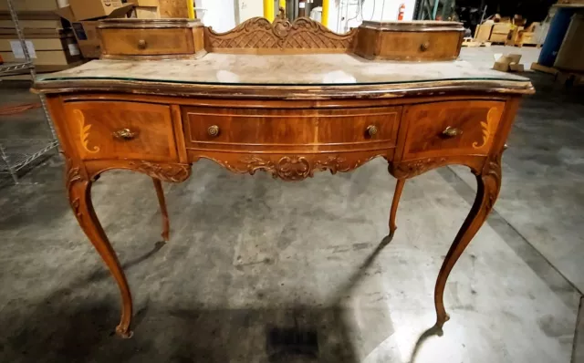 Antique French Provencial  Carved  Desk & Chair