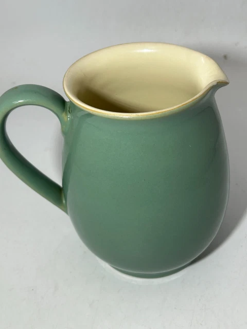 Großer Denby Steinzeug grün blau runder Krug 2 1/2 Pints Küchengeschirr #LH