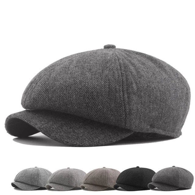 Trendy Baker Boy Hat for Men Flat Cap Tweed Herringbone Newsboy Hat Ivy Hat