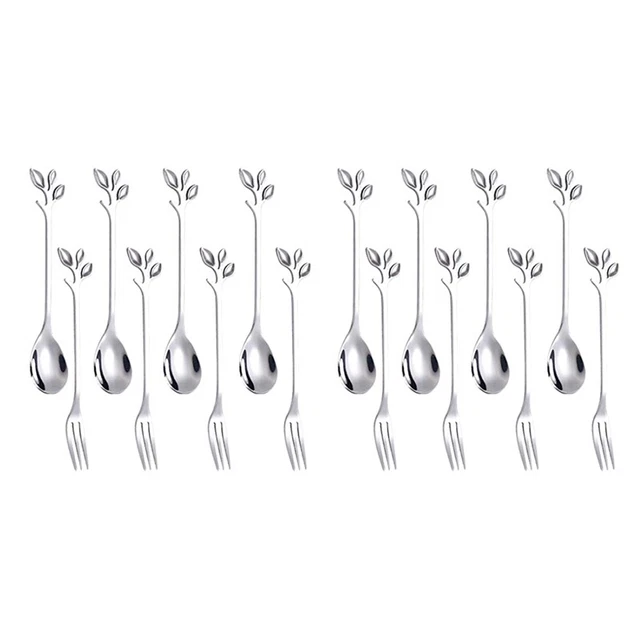 32 PIEZAS Cuchara de postre y Juego Tenedor de pastel Cuchara de café Tenedor de fruta Creativo U9J3