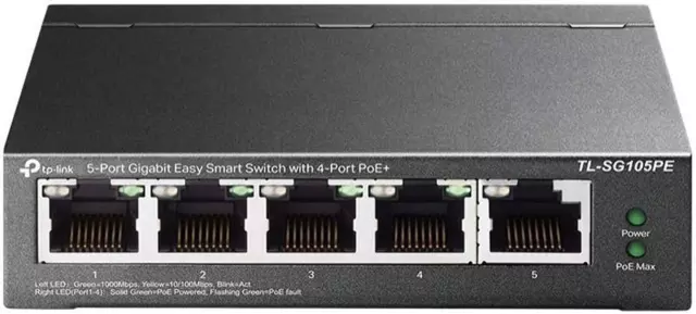 Tp-Link 5-Port Gigabit Easy Smart Switch with 4-Port Poe+, RJ45 Ports, Networ...
