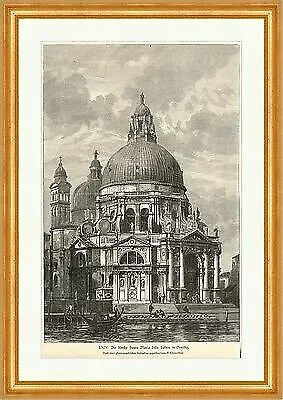 Die Kirche Santa Maria della Salute in Venedig Theuerkauf Kreuz Holzstich A 0637