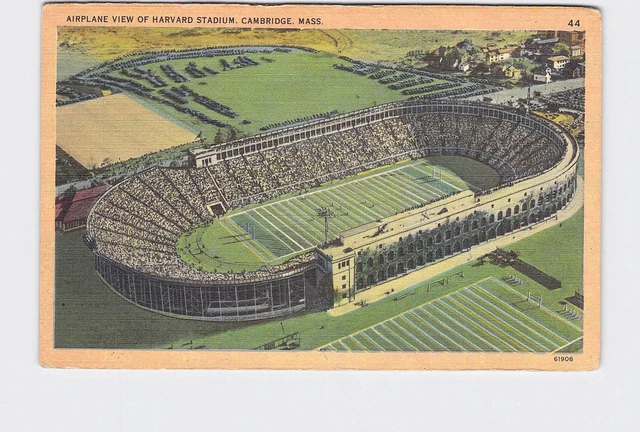 PPC Postcard MA Massachusetts Cambridge Airplane View Of Harvard Stadium