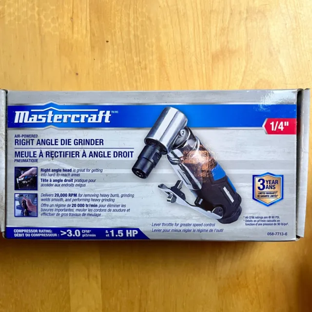 Mastercraft Variable Speed 90° Right Angle Pneumatic Air Power Die Grinder - NEW