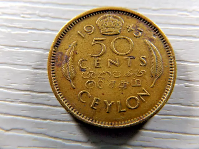 CEYLON 1943 50 cent -