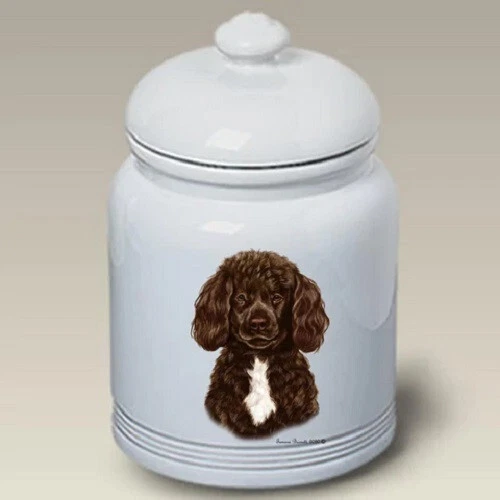 Chocolate Portuguese Water Dog Ceramic Treat Jar TB 34914