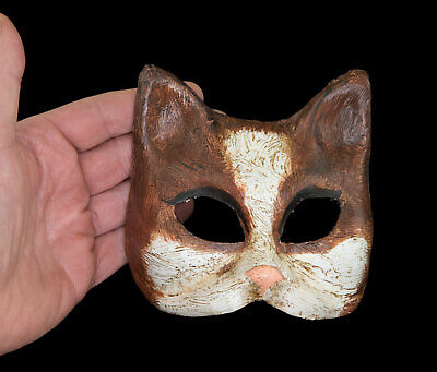Mask Miniature from Venice Cat Bobtail Paper Mache Carnival Venetian 22618