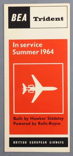 Bea British European Airways Trident Airline Brochure Seat Map 1964 B.e.a.
