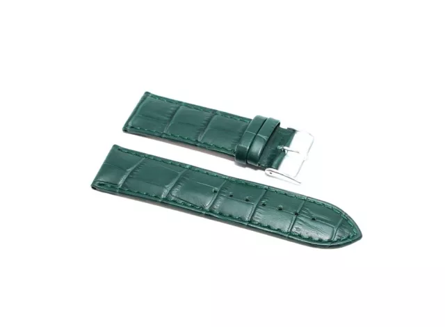Cinturino orologio vera pelle stampa coccodrillo verde ansa 20mm Lungo XL