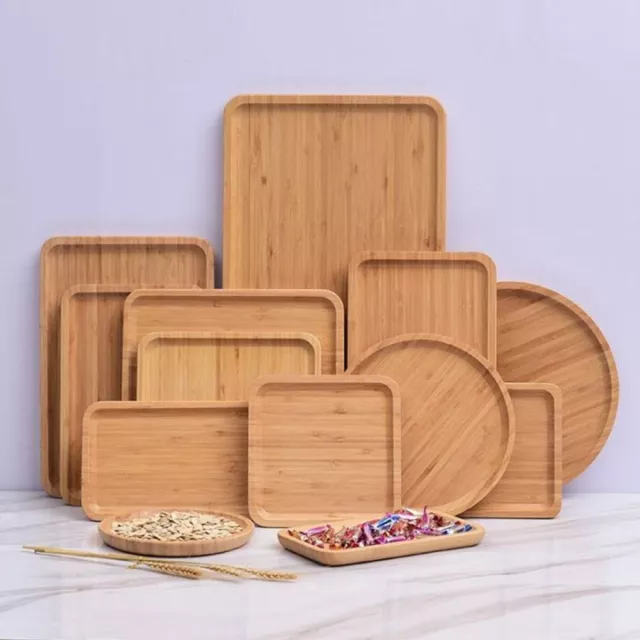 Natural Wooden Serving Tray Canteen Cafe Fast Food TV Dinner Kitchen Breakfast