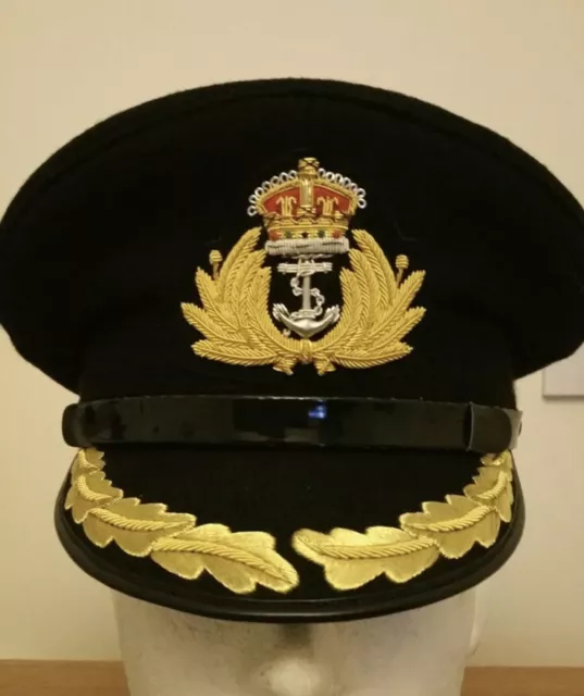 WW1 WW2 British Royal Navy Captain Commander Officers Peaked Cap Hat King Crown