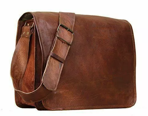 Mens Real Distressed Vintage Leather Satchel Messenger Work Laptop Briefcase Bag