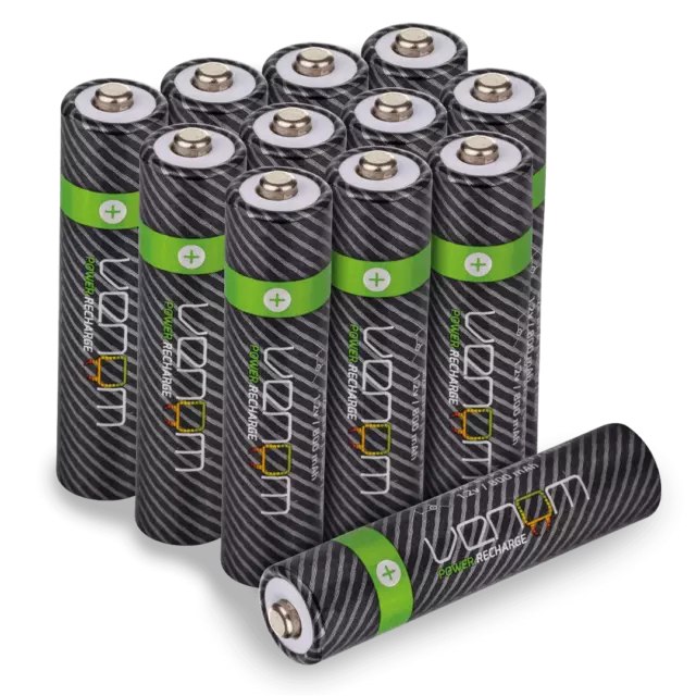 Venom Rechargeable AAA Batteries - High Capacity 800mAh 1.2V NiMH - Pack of 12