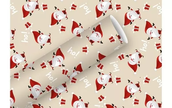 Geschenkpapier - Rolle Weihnachten Mini Claus Sand 70 X 200 Cm Neu