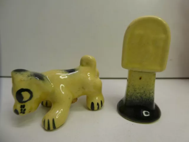 Australian Pottery Dog & Fire Hydrant Salt & Pepper Shakers Pair