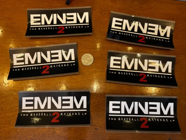 Eminem Bumper Stickers(Lot of 6)--Original Promo 2x4” -plus  free flag sticker