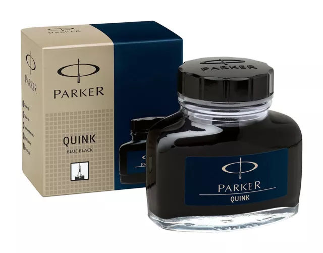 Parker Quink Bottled Ink for Fountain Pens - Permanent Blue-Black -2oz -1950378