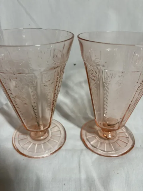 Vintage Anchor Hocking Depression Glass Pink Princess Footed Water Tumbler