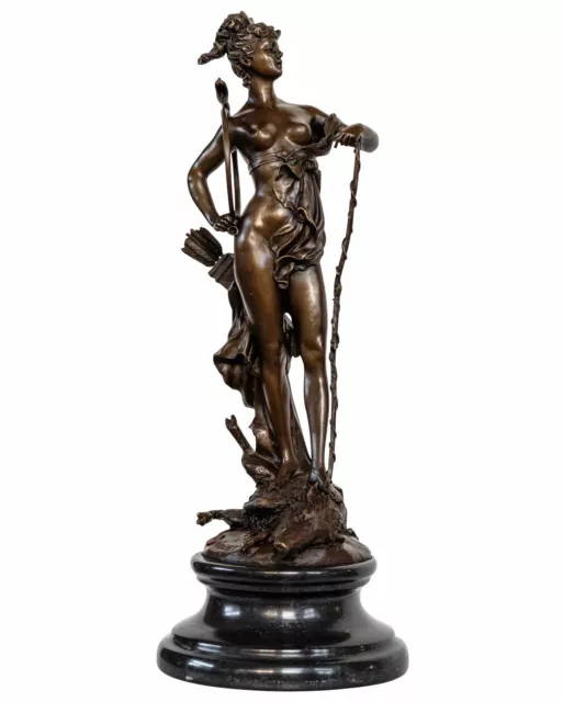 Statue Diana chasse feuille cochon sauvage de bronze sculpture figurine 50cm