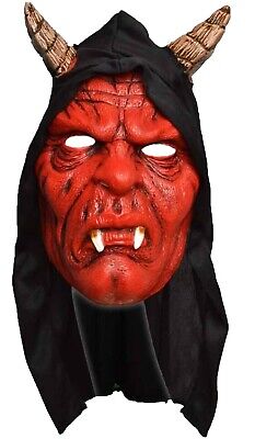 Con Cappuccio Maschera Diavolo da Halloween Horror Rosso Demone Lattice Costume