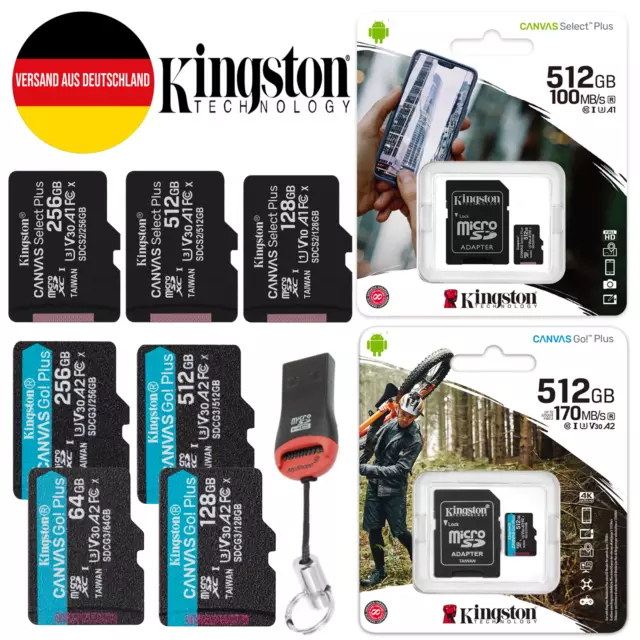 Micro Tarjeta SD de Memoria 32GB 64GB 128GB 256GB 512GB Kingston 100-170MB/S