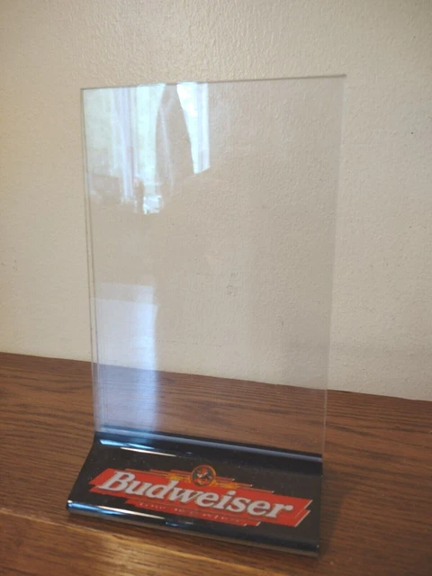 BUDWEISER Beer Table Tent Bar Menu Advertisement Holder 7" Tall Man Cave Decor
