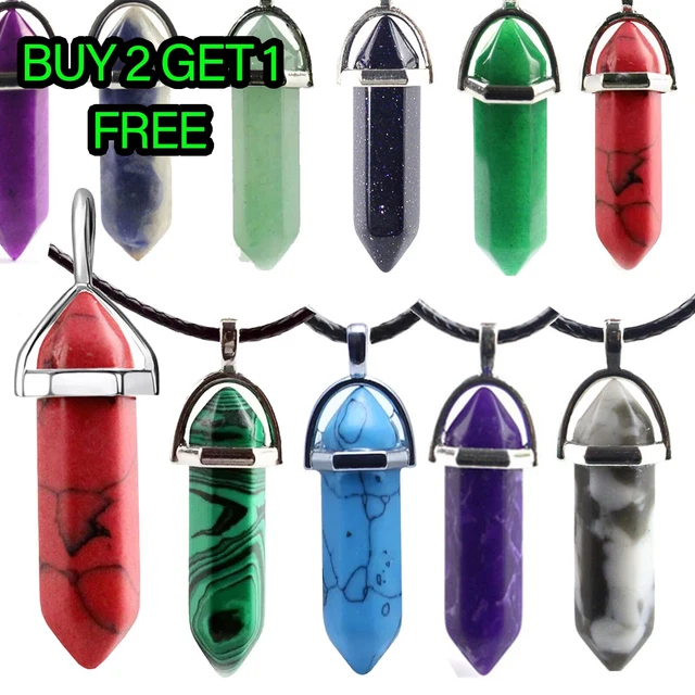 Natural Quartz Chakra Crystal Necklace Healing Point Cut Gemstone Pendant Reiki