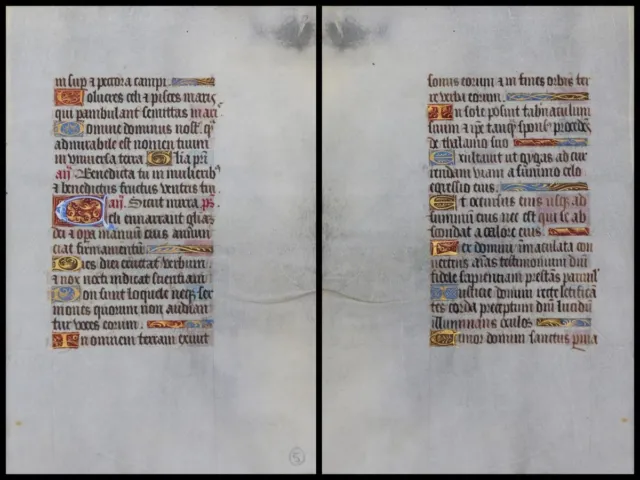 Illuminierte Handschrift auf Pergament Blatt aus einem Stundenbuch um 1500 (118)