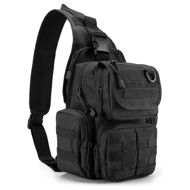 BLACK TACTICAL SHOULDER Bag with Pistol Holster Sling Backpack Hunting