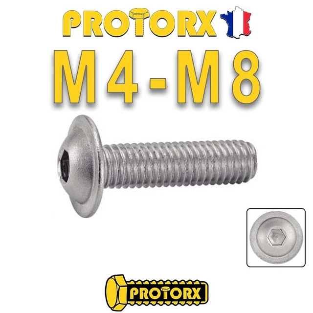 VIS TÊTE BOMBÉE EMBASE M4 à M8 x (30 à 50mm) | 5 à 50pcs | Six Pans Creux - Inox