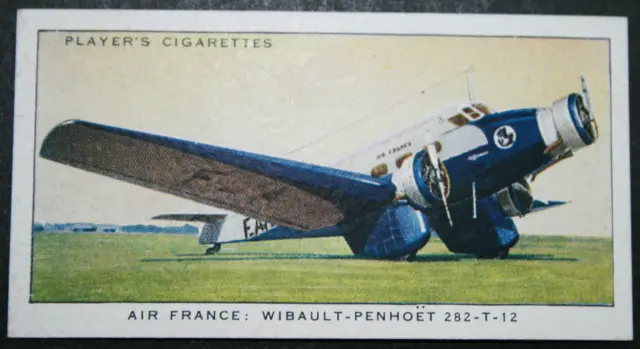 AIR FRANCE Wibault Penhoet 282 T12 Airliner   Vintage 1930's Card  AD09M