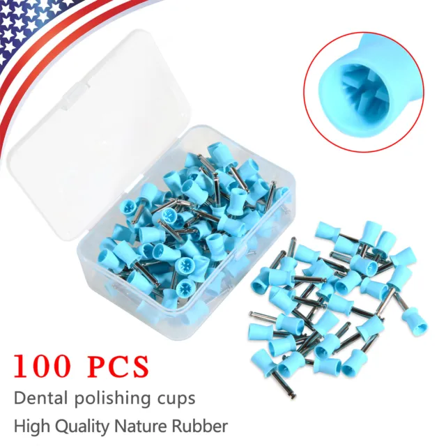 100X Dental Prophy Polishing Cups Latch Brushes for Contra Angle Handpiece