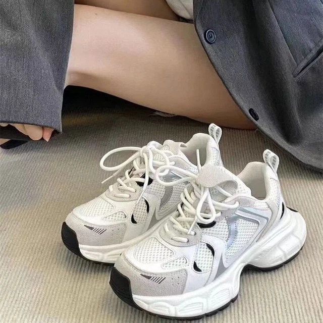 Women Casual Sneakers Non-Slip Chuncky Sneakers for Spring Autumn (White 39)