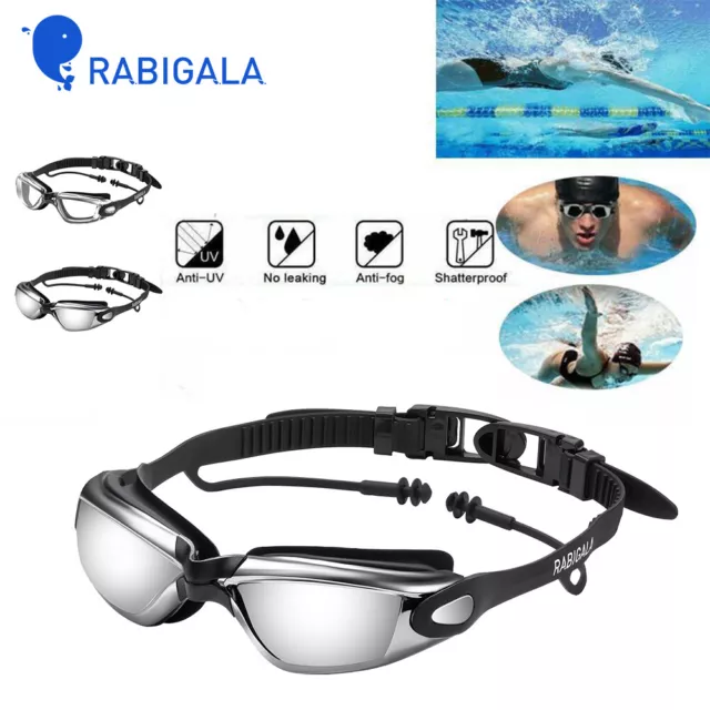 Adult Swimming Goggles Waterproof Anti-Fog Swim Glasses UV Shield Adjustable NEW 2