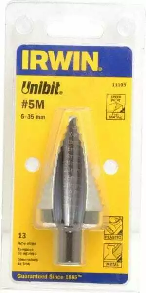 Irwin 13 Hole Sizes, 5 to 35mm Hole Diam Cobalt Speedpoint Step Drill Bit