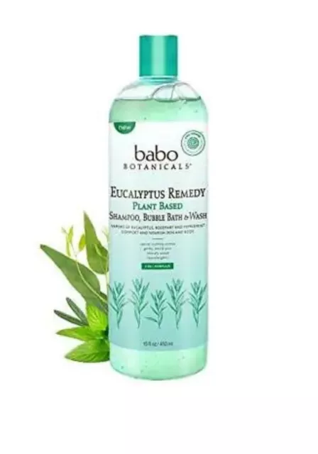 Babo Botanicals Eucalyptus Remedy Plant-Based 3-in-1 Shampoo, Bubble Bath & Wash