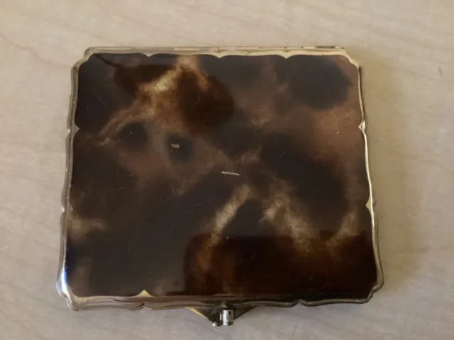 Vintage Stratton Cigarette Case Gold Tone Tortoise Shell  Enamel Cover