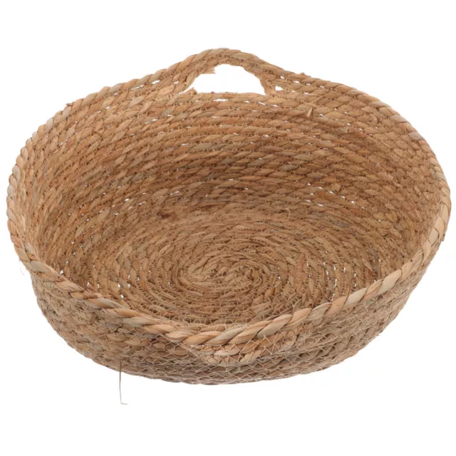 Wicker Cat Bed with Handles - Pet Basket for Kitten and Puppy Sleeping